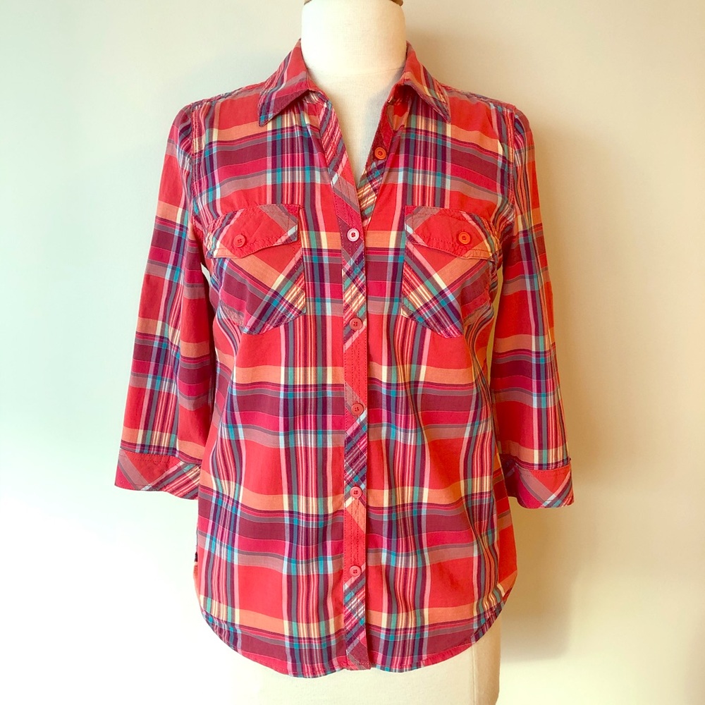 Sonoma Plaid Print Front Button Shirt